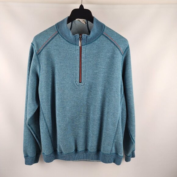 Tommy Bahama Sweatshirt Mens Blue Reversible 1/4 Zip 183-T217391 - Picture 1 of 8